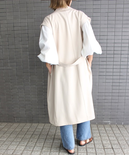 MLI'A(エムリア)の「ノースリロングトレンチジレ(トレンチコート・レディース・ベージュ/アイボリー・M)」の6枚目の写真