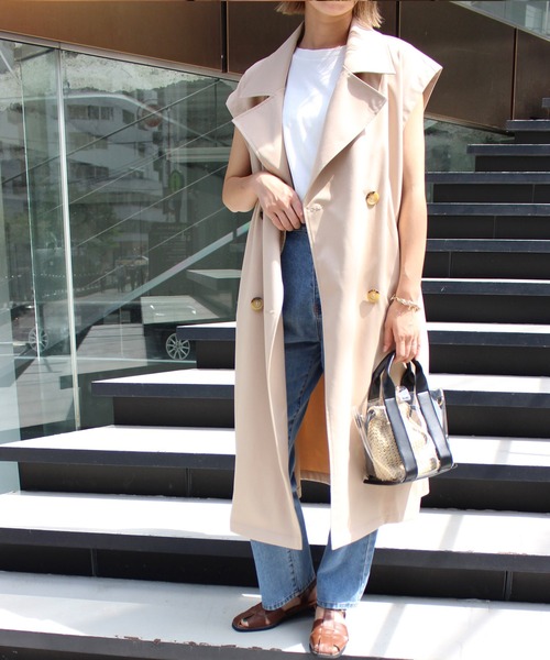 MLI'A(エムリア)の「ノースリロングトレンチジレ(トレンチコート・レディース・ベージュ/アイボリー・M)」の8枚目の写真