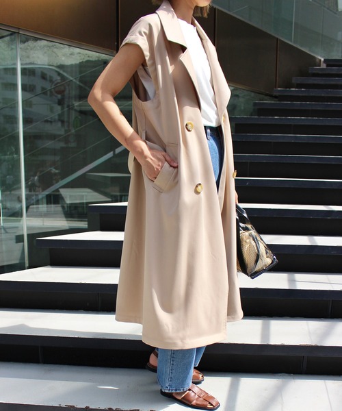 MLI'A(エムリア)の「ノースリロングトレンチジレ(トレンチコート・レディース・ベージュ/アイボリー・M)」の10枚目の写真