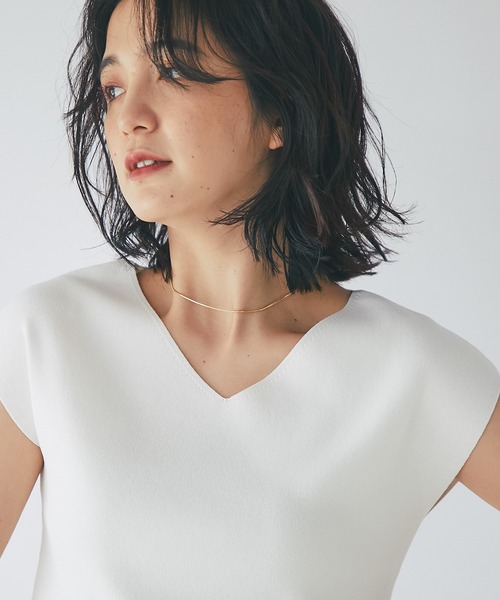 美品！RIVE DROITE 　リヴドロワ　クールタッチUネックフレンチニット 美品！RIVE DROITE リヴドロワ クールタッチUネックフレンチ