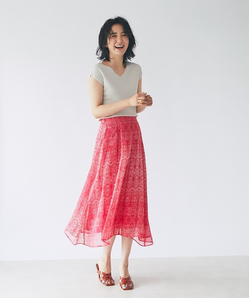 RIVE DROITE(リヴドロワ)の「クールタッチUVフレンチスリーブニット(ニット/セーター・レディース・オフホワイト/チャコールグレー/ライトグレー/サーモンピンク/ブルー/ブラック・FREE)」の9枚目の写真