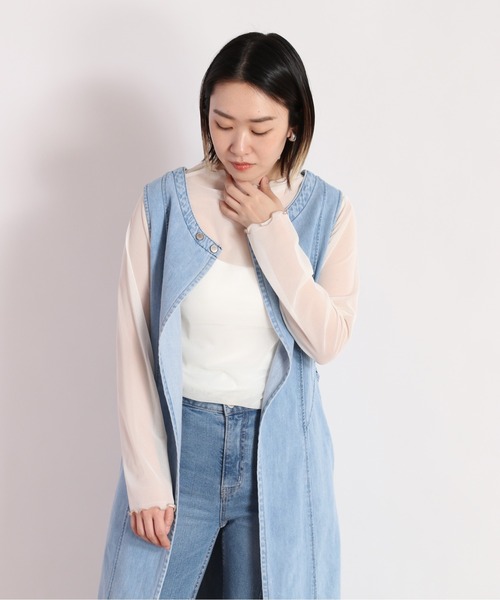 cepo（セポ）の「シアーメッシュトリムインナー（Tシャツ/カットソー・レディース・オフホワイト/ライム/オレンジ・M）」の8枚目の写真