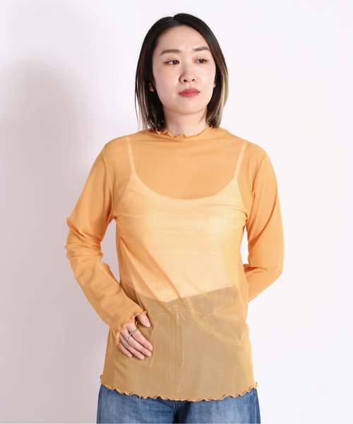 cepo（セポ）の「シアーメッシュトリムインナー（Tシャツ/カットソー・レディース・オフホワイト/ライム/オレンジ・M）」の5枚目の写真