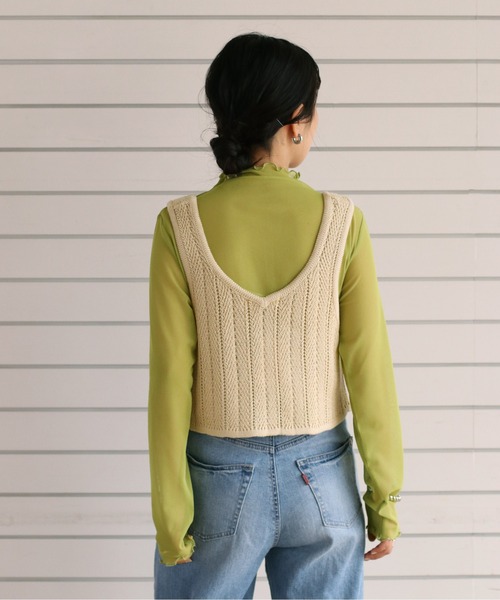 cepo（セポ）の「シアーメッシュトリムインナー（Tシャツ/カットソー・レディース・オフホワイト/ライム/オレンジ・M）」の4枚目の写真