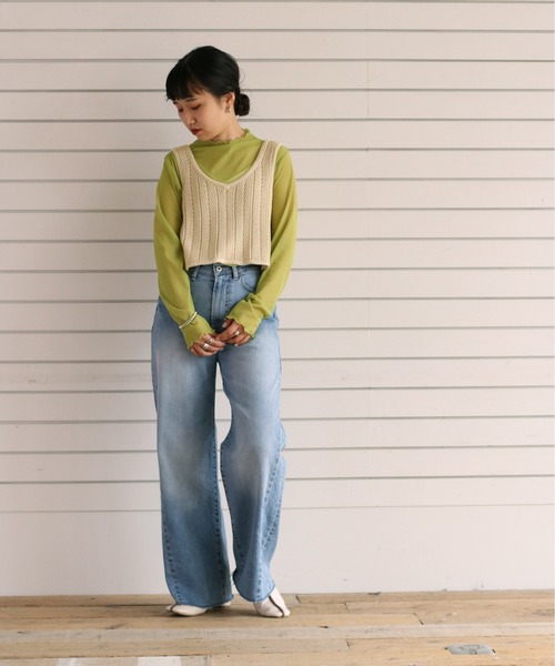 cepo（セポ）の「シアーメッシュトリムインナー（Tシャツ/カットソー・レディース・オフホワイト/ライム/オレンジ・M）」の15枚目の写真