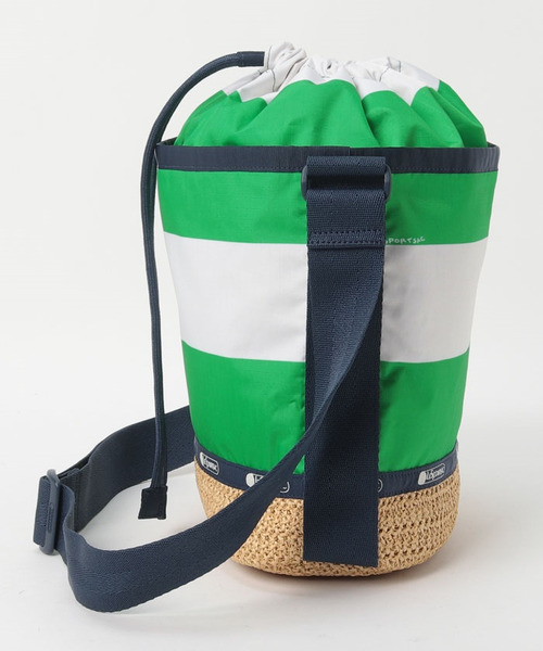 【LeSportsac】SUMMER RUGBY GREEN LARGE RAFFIA POUCH★関税込 LeSportsac（レスポートサック）の「RAFFIA DRAWSTRING BAG