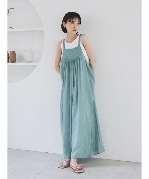 rem closet(レムクローゼット)の「シアープリーツフレアオールインワン(つなぎ/オールインワン・レディース・ブラック/ミント・FREE)」の2枚目の写真