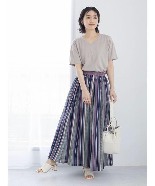 ELENCARE DUE（エレンカーレデュエ）の「・ELENCARE DUE マルチストライプスカート（スカート・レディース・パープル/ブラウン/レッド/グリーン・FREE）」の16枚目の写真