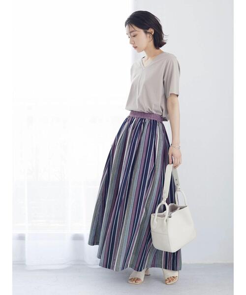 ELENCARE DUE（エレンカーレデュエ）の「・ELENCARE DUE マルチストライプスカート（スカート・レディース・パープル/ブラウン/レッド/グリーン・FREE）」の17枚目の写真