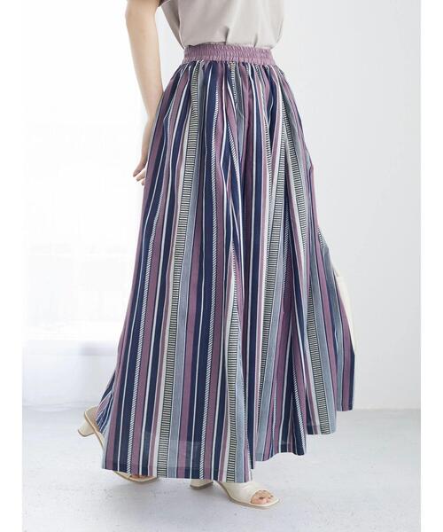 ELENCARE DUE（エレンカーレデュエ）の「・ELENCARE DUE マルチストライプスカート（スカート・レディース・パープル/ブラウン/レッド/グリーン・FREE）」の19枚目の写真