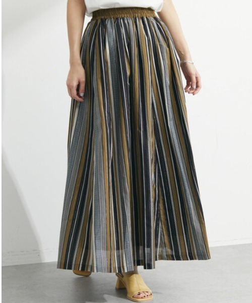 ELENCARE DUE（エレンカーレデュエ）の「・ELENCARE DUE マルチストライプスカート（スカート・レディース・パープル/ブラウン/レッド/グリーン・FREE）」の2枚目の写真