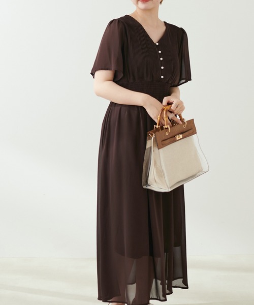 natural couture（ナチュラルクチュール）の「フレアスリーブお上品ワンピース（ワンピース・レディース・その他1/チェック/ブルー/ブラウン/ミント/ベージュ/ネイビー・FREE）」の2枚目の写真