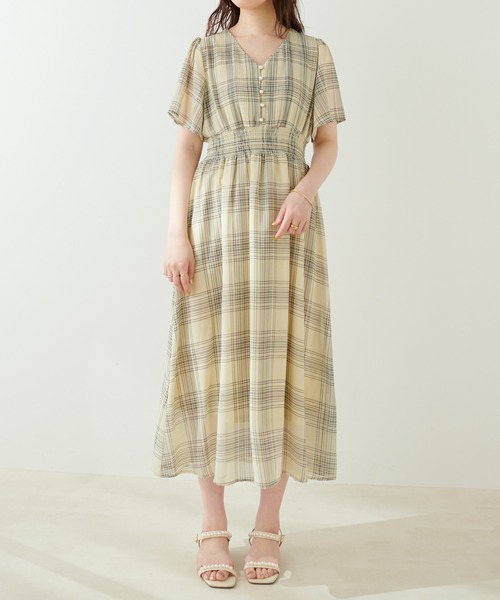 natural couture（ナチュラルクチュール）の「フレアスリーブお上品ワンピース（ワンピース・レディース・その他1/チェック/ブルー/ブラウン/ミント/ベージュ/ネイビー・FREE）」の13枚目の写真