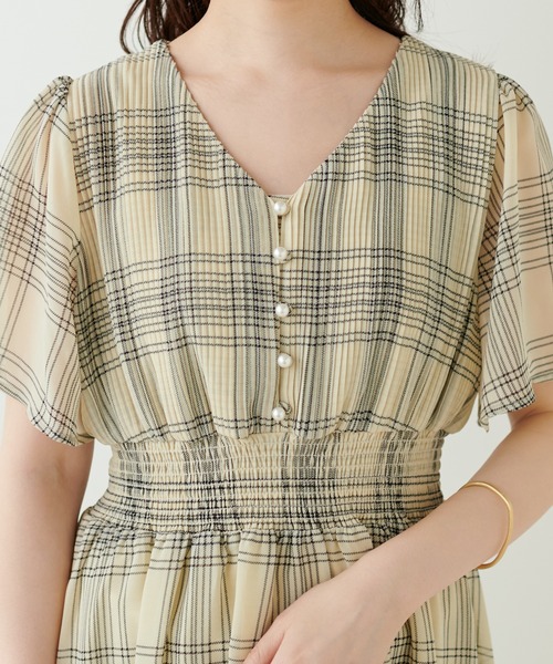 natural couture（ナチュラルクチュール）の「フレアスリーブお上品ワンピース（ワンピース・レディース・その他1/チェック/ブルー/ブラウン/ミント/ベージュ/ネイビー・FREE）」の19枚目の写真