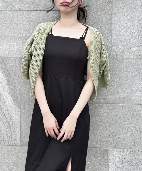 one way（ワンウェイ）の「タックスリーブメッシュカーデ（カーディガン/ボレロ・レディース・ホワイト/ブラック/ライトブラウン/ダークグリーン・FREE）」の4枚目の写真