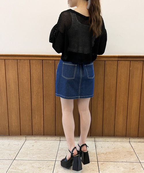 one way（ワンウェイ）の「タックスリーブメッシュカーデ（カーディガン/ボレロ・レディース・ホワイト/ブラック/ライトブラウン/ダークグリーン・FREE）」の22枚目の写真