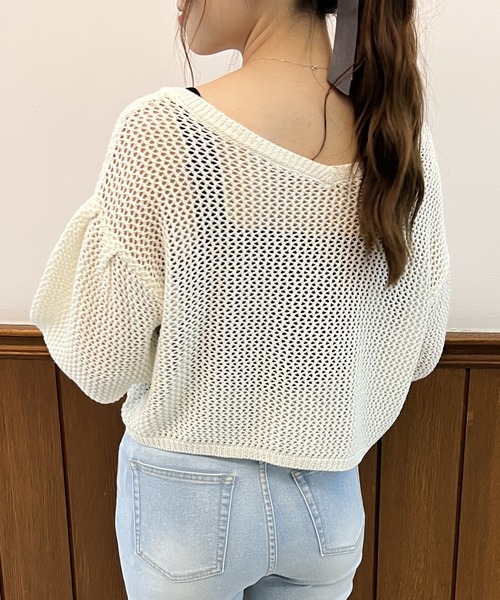 one way（ワンウェイ）の「タックスリーブメッシュカーデ（カーディガン/ボレロ・レディース・ホワイト/ブラック/ライトブラウン/ダークグリーン・FREE）」の9枚目の写真