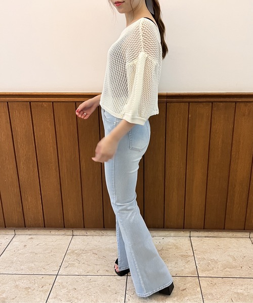 one way（ワンウェイ）の「タックスリーブメッシュカーデ（カーディガン/ボレロ・レディース・ホワイト/ブラック/ライトブラウン/ダークグリーン・FREE）」の10枚目の写真