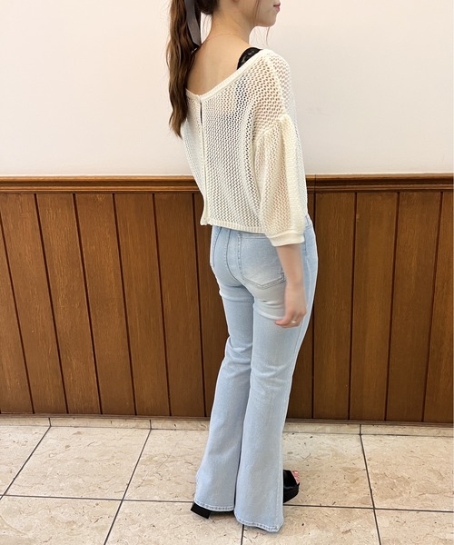 one way（ワンウェイ）の「タックスリーブメッシュカーデ（カーディガン/ボレロ・レディース・ホワイト/ブラック/ライトブラウン/ダークグリーン・FREE）」の12枚目の写真