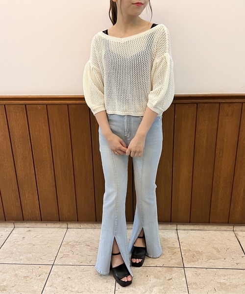 one way（ワンウェイ）の「タックスリーブメッシュカーデ（カーディガン/ボレロ・レディース・ホワイト/ブラック/ライトブラウン/ダークグリーン・FREE）」の13枚目の写真