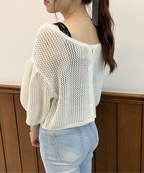 one way（ワンウェイ）の「タックスリーブメッシュカーデ（カーディガン/ボレロ・レディース・ホワイト/ブラック/ライトブラウン/ダークグリーン・FREE）」の16枚目の写真