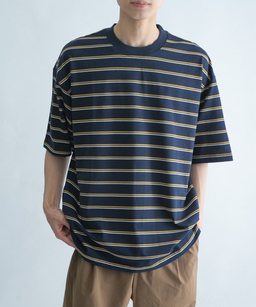 FORK&SPOON（フォークアンドスプーン）の「FORK&SPOON　ランダムボーダーショートスリーブTシャツ（Tシャツ/カットソー・メンズ・グリーン系その他/ベージュ系その他・5/4）」の3枚目の写真