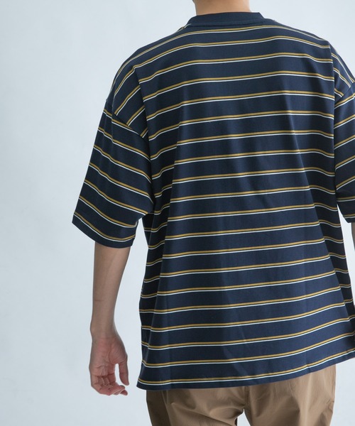 FORK&SPOON（フォークアンドスプーン）の「FORK&SPOON　ランダムボーダーショートスリーブTシャツ（Tシャツ/カットソー・メンズ・グリーン系その他/ベージュ系その他・5/4）」の4枚目の写真