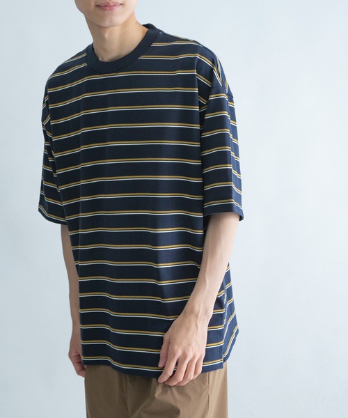 FORK&SPOON（フォークアンドスプーン）の「FORK&SPOON　ランダムボーダーショートスリーブTシャツ（Tシャツ/カットソー・メンズ・グリーン系その他/ベージュ系その他・5/4）」の6枚目の写真