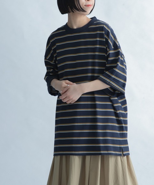 FORK&SPOON（フォークアンドスプーン）の「FORK&SPOON　ランダムボーダーショートスリーブTシャツ（Tシャツ/カットソー・メンズ・グリーン系その他/ベージュ系その他・5/4）」の10枚目の写真