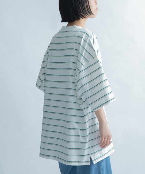 FORK&SPOON（フォークアンドスプーン）の「FORK&SPOON　ランダムボーダーショートスリーブTシャツ（Tシャツ/カットソー・メンズ・グリーン系その他/ベージュ系その他・5/4）」の19枚目の写真