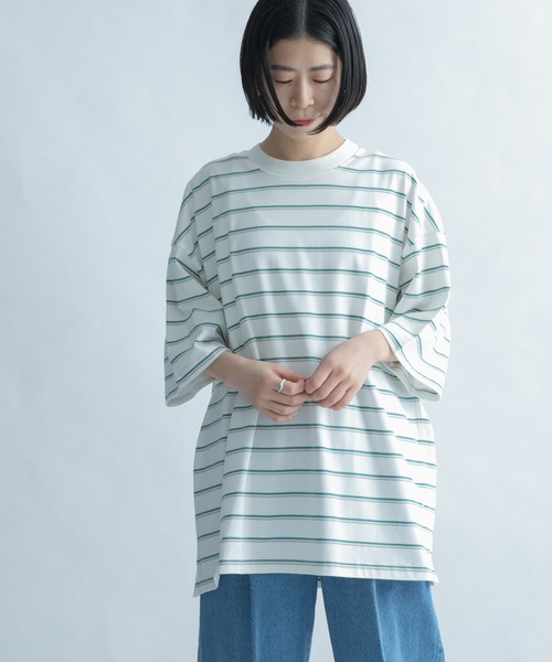 FORK&SPOON（フォークアンドスプーン）の「FORK&SPOON　ランダムボーダーショートスリーブTシャツ（Tシャツ/カットソー・メンズ・グリーン系その他/ベージュ系その他・5/4）」の21枚目の写真