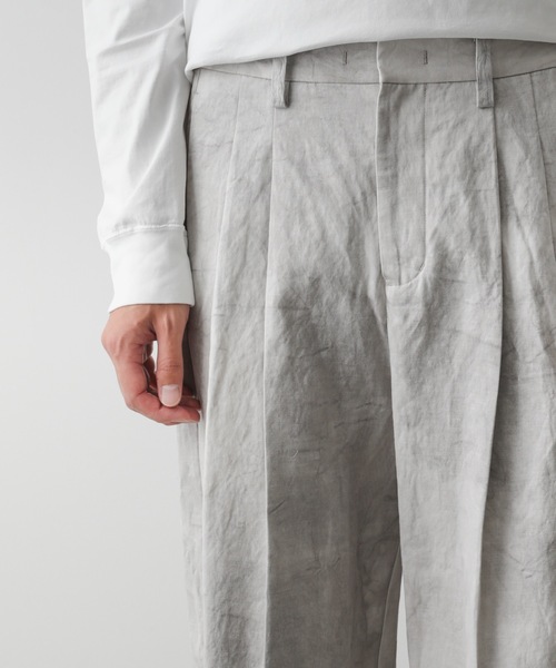ATTACHMENT（アタッチメント）の「コールドダイ コットン・リネンツイル ２タックワイドトラウザーズ / PIGMENT DYE CO/LI TWILL TWO PLEATS WIDE TROUSERS（スラックス・メンズ・ブルー系その他/ベージュ系その他・1/2/3）」の7枚目の写真