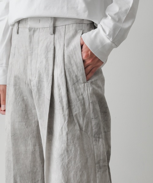 ATTACHMENT（アタッチメント）の「コールドダイ コットン・リネンツイル ２タックワイドトラウザーズ / PIGMENT DYE CO/LI TWILL TWO PLEATS WIDE TROUSERS（スラックス・メンズ・ブルー系その他/ベージュ系その他・1/2/3）」の8枚目の写真