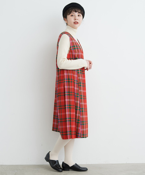 CHILD WOMAN（チャイルドウーマン）の「タータンチェックサイドプリーツジャンパースカート（ジャンパースカート・レディース・イエロー/レッド/グリーン・FREE）」の16枚目の写真