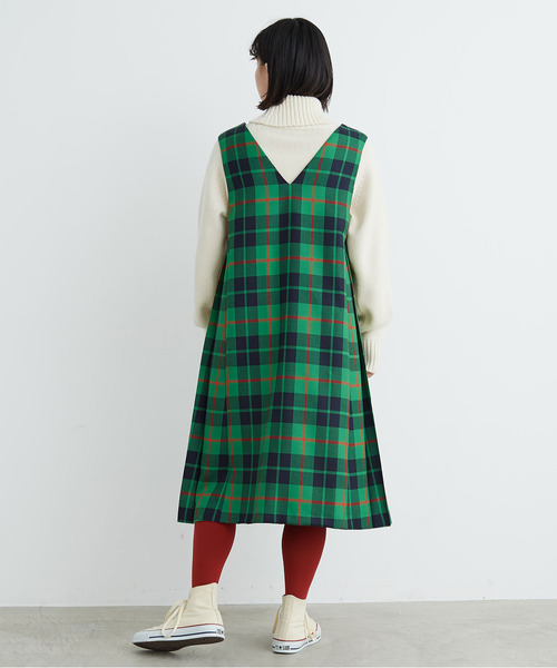 CHILD WOMAN（チャイルドウーマン）の「タータンチェックサイドプリーツジャンパースカート（ジャンパースカート・レディース・イエロー/レッド/グリーン・FREE）」の5枚目の写真