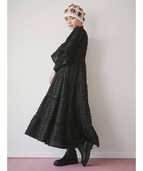 merry jenny(メリージェニー)の「gardenクロシェニットワッチ(ニットキャップ/ビーニー・レディース・オフホワイト/ブラック・FREE)」の8枚目の写真