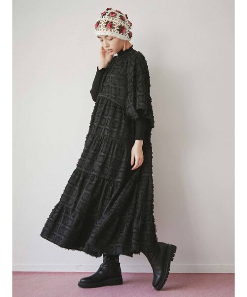 merry jenny(メリージェニー)の「gardenクロシェニットワッチ(ニットキャップ/ビーニー・レディース・オフホワイト/ブラック・FREE)」の9枚目の写真