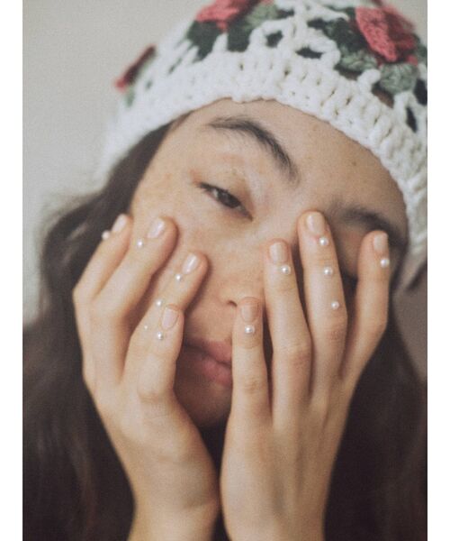 merry jenny(メリージェニー)の「gardenクロシェニットワッチ(ニットキャップ/ビーニー・レディース・オフホワイト/ブラック・FREE)」の10枚目の写真