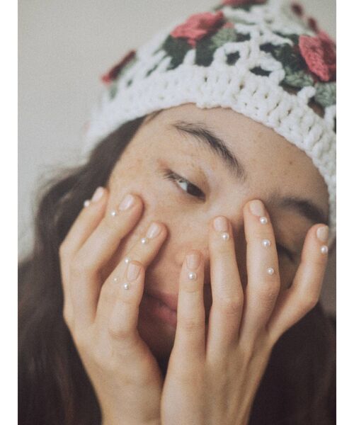 merry jenny(メリージェニー)の「gardenクロシェニットワッチ(ニットキャップ/ビーニー・レディース・オフホワイト/ブラック・FREE)」の12枚目の写真