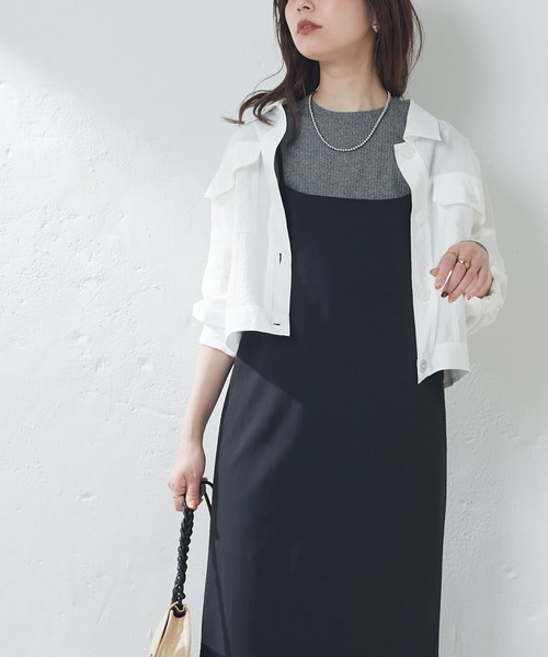 natural couture（ナチュラルクチュール）の「ほんのりシアーショートシャツブルゾン（ブルゾン・レディース・オフホワイト/サックスブルー/イエロー・FREE）」の16枚目の写真