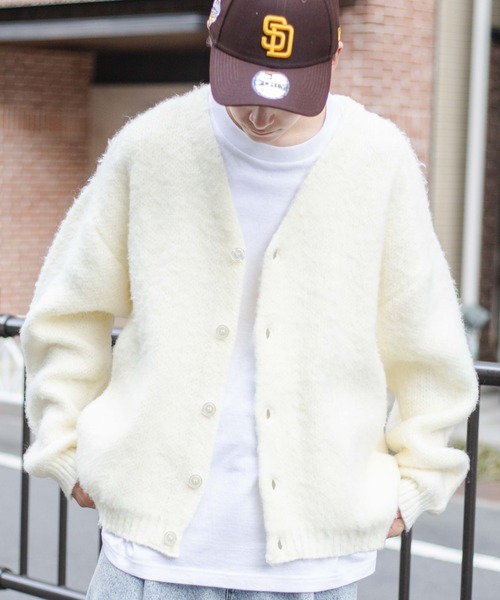 WEGO(ウィゴー)の「WEGO/モヘアライクBIGカーディガン(カーディガン/ボレロ・メンズ・ブルー/グリーン/ライトベージュ/ブラック/ダークオレンジ/アイボリー/パープル/サックスブルー/ライム・MEDIUM/LARGE)」の2枚目の写真