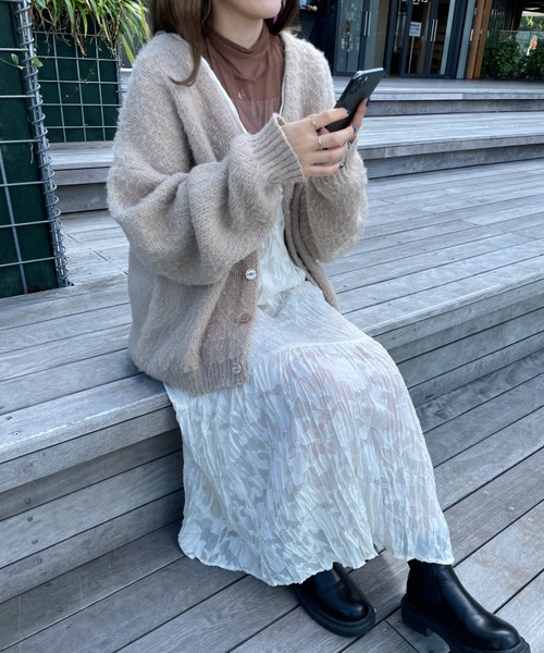 WEGO(ウィゴー)の「WEGO/モヘアライクBIGカーディガン(カーディガン/ボレロ・メンズ・ブルー/グリーン/ライトベージュ/ブラック/ダークオレンジ/アイボリー/パープル/サックスブルー/ライム・MEDIUM/LARGE)」の17枚目の写真