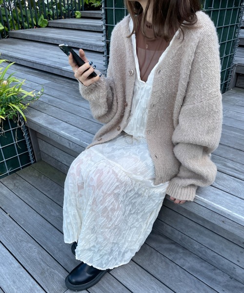 WEGO(ウィゴー)の「WEGO/モヘアライクBIGカーディガン(カーディガン/ボレロ・メンズ・ブルー/グリーン/ライトベージュ/ブラック/ダークオレンジ/アイボリー/パープル/サックスブルー/ライム・MEDIUM/LARGE)」の16枚目の写真