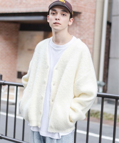 WEGO(ウィゴー)の「WEGO/モヘアライクBIGカーディガン(カーディガン/ボレロ・メンズ・ブルー/グリーン/ライトベージュ/ブラック/ダークオレンジ/アイボリー/パープル/サックスブルー/ライム・MEDIUM/LARGE)」の10枚目の写真