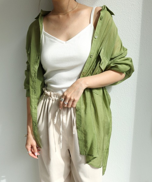 ミースロエ カップインテレコハイネックキャミ【ウォッシャブル】LIME