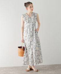フラワープリント Vネックワンピ
