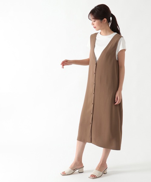 ikka(イッカ)の「2WAYジャンスカワンピースアンサンブル(ワンピース・レディース・ブラック/モカ・S/M/L)」の8枚目の写真
