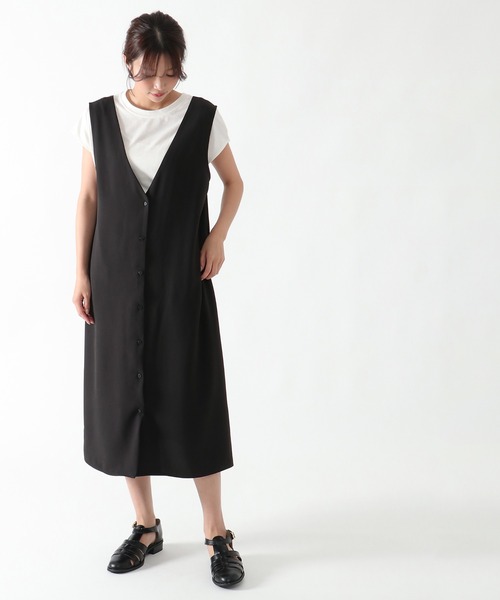 ikka(イッカ)の「2WAYジャンスカワンピースアンサンブル(ワンピース・レディース・ブラック/モカ・S/M/L)」の13枚目の写真
