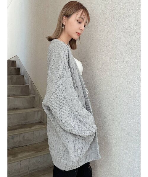 GYDA(ジェイダ)の「モールヤーン ケーブルニットカーディガン(カーディガン/ボレロ・レディース・アイボリー/チャコールグレー/オリーブ・FREE)」の10枚目の写真
