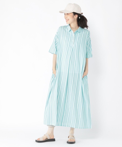 studio CLIP（スタディオクリップ）の「ドビーストライプシャツワンピース（シャツワンピース・レディース・ブラック/ブルー/グリーン・FREE）」の19枚目の写真